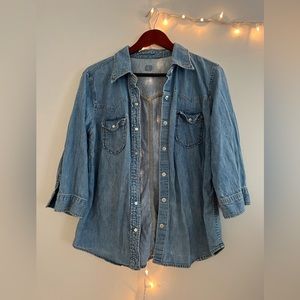 Vintage denim snap collar shirt
